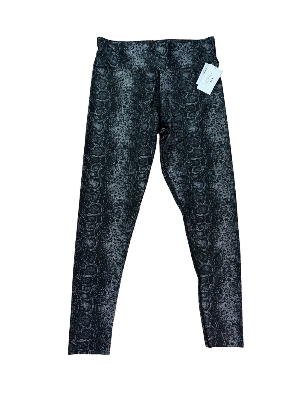 NWT Halston Studio Snake Print Leggings Women's L Black Gray High Rise - Picture 3 of 10
